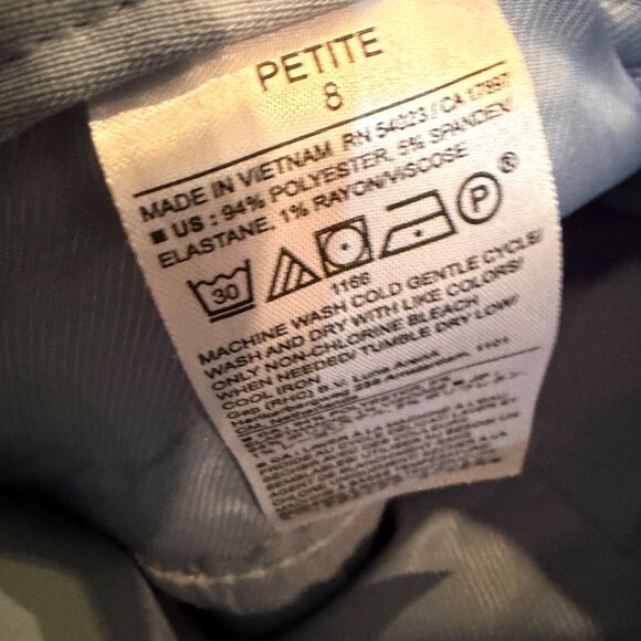 BANANA REPUBLIC PLEATED WIDE LEG BLUE PANTS SIZE 8 PETITE - Picture 9 of 10